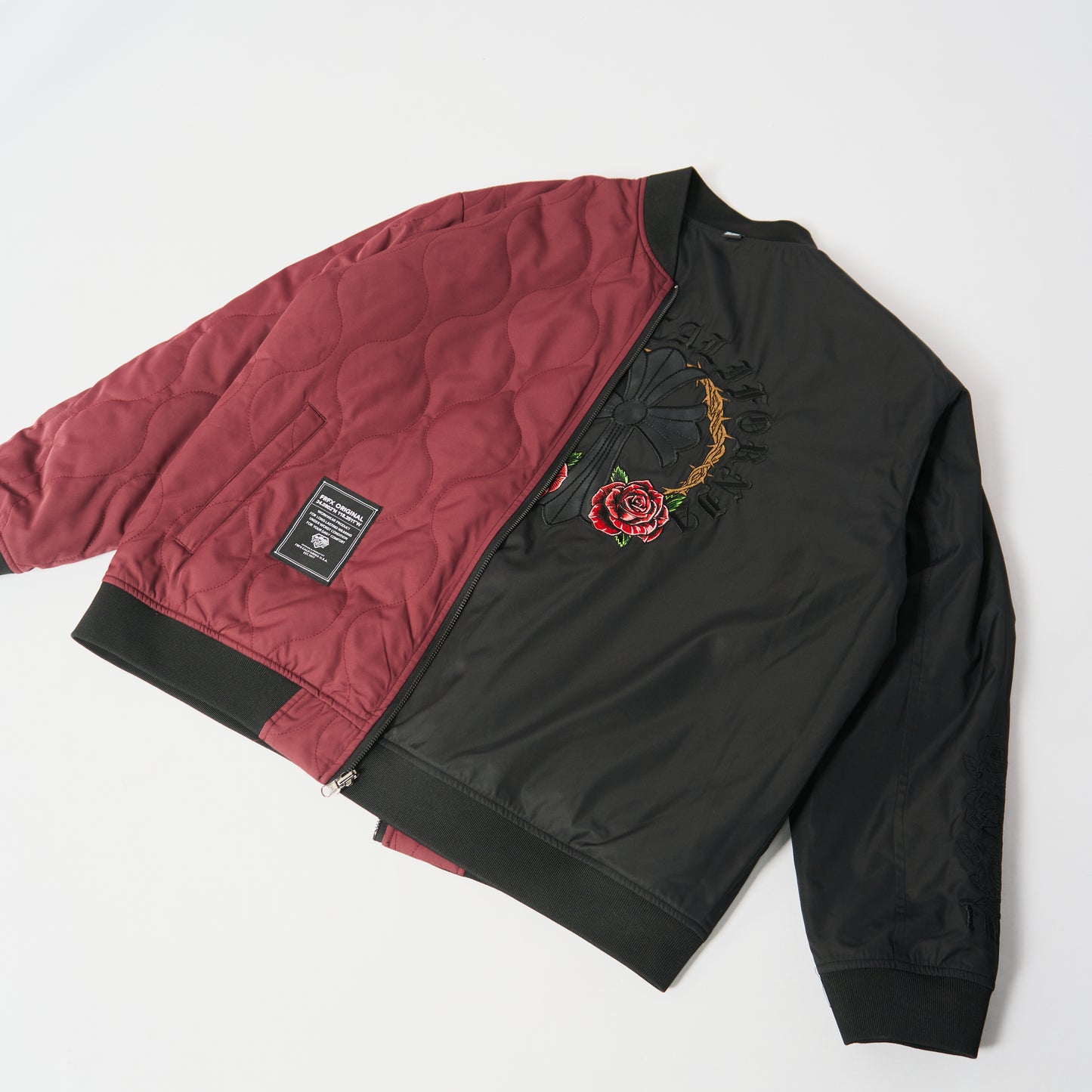 FAIRFAX DOUBLE CROSS REVERSIBLE FLIGHT JACKET - BLACK/WINE