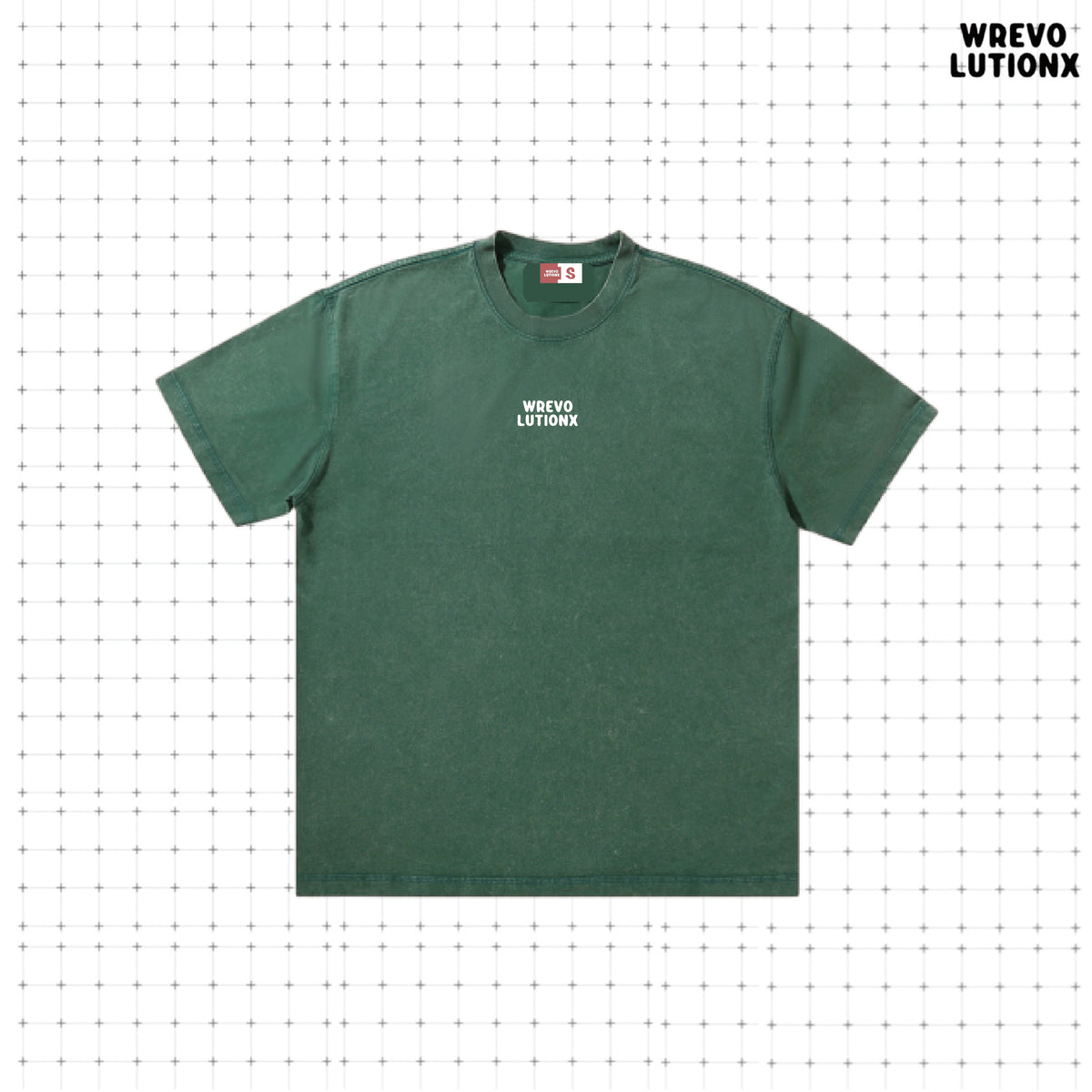 WREVOLUTIONX Classic Animals - Green Textured Denim-Washed T-Shirt (Horse Racing)