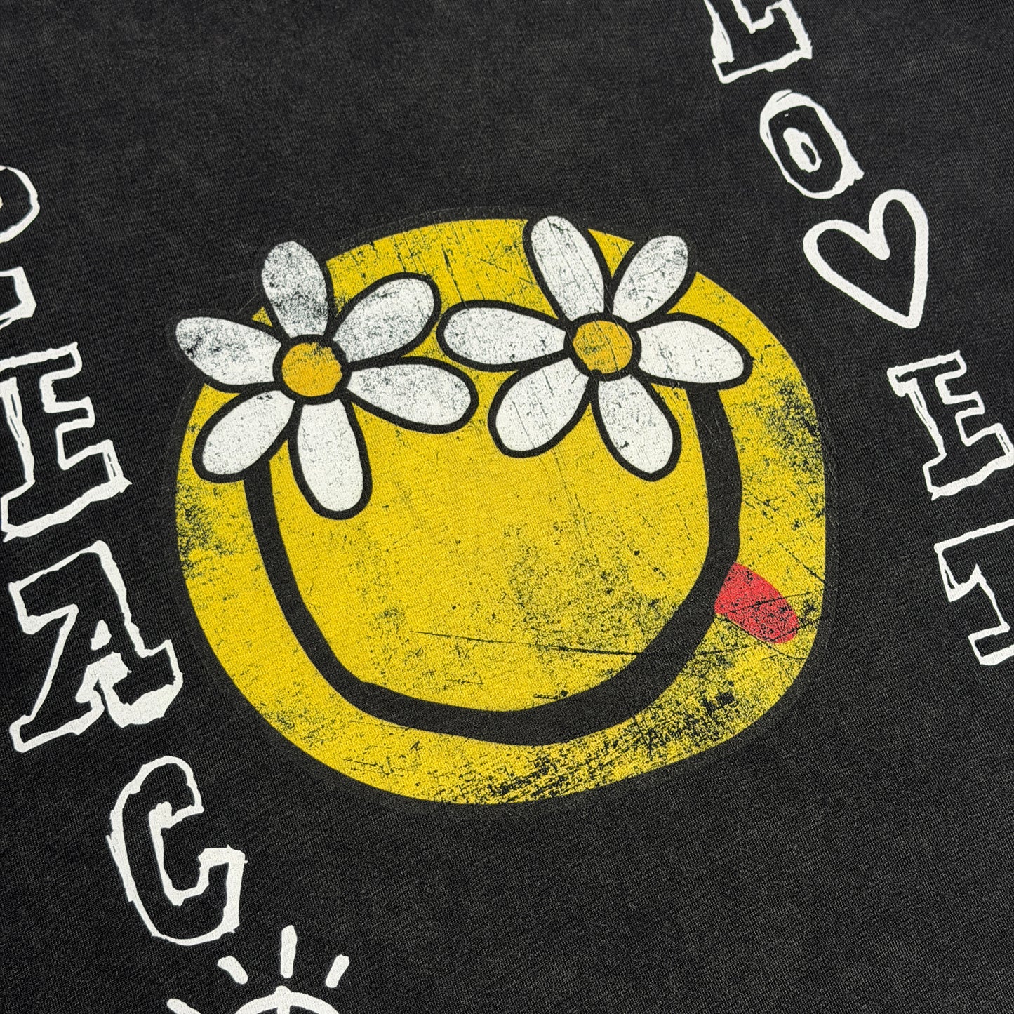 “PEACE LOVERS SMILEY”WASHED T-SHIRT