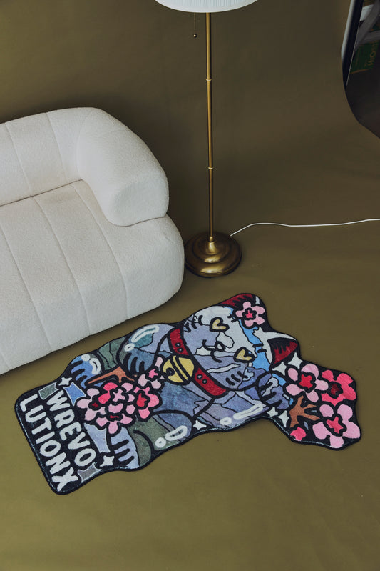 WREVOLUTIONX Sakura Animal Faux Cashmere Rug (Maneki-Neko)