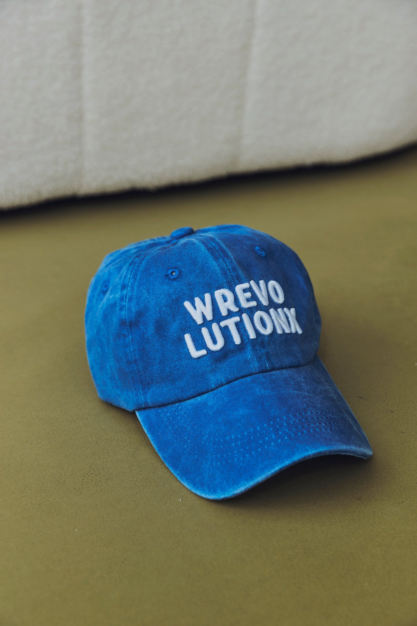 WREVOLUTIONX Classic Logo Puff Embroidered Denim Washed Cap (5 colors)
