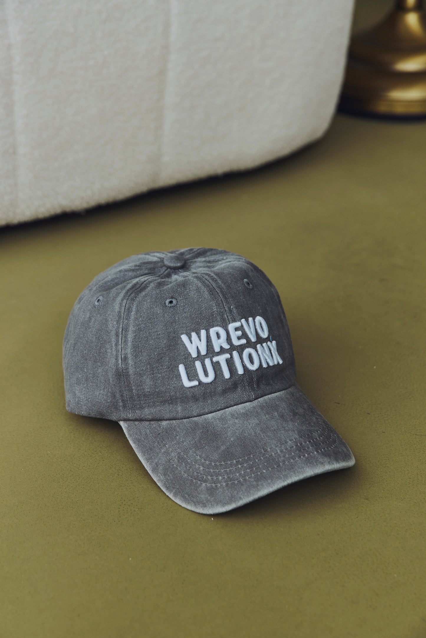 WREVOLUTIONX Classic Logo Puff Embroidered Denim Washed Cap (5 colors)