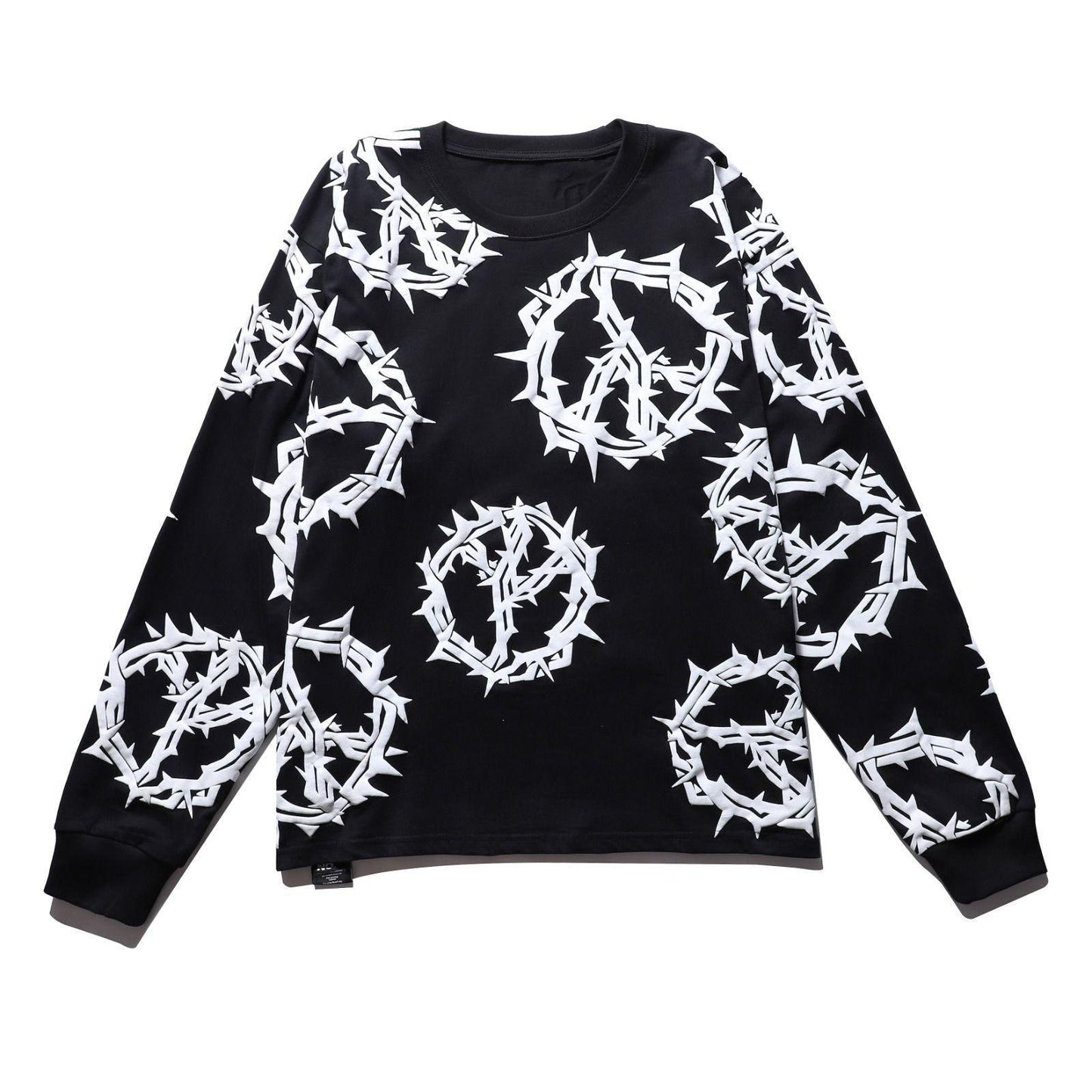 NUMBER R PEACE L/S PRINT TEE (BLACK)-NR_00001_S_BK