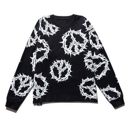 NUMBER R PEACE L/S PRINT TEE (BLACK)-NR_00001_S_BK