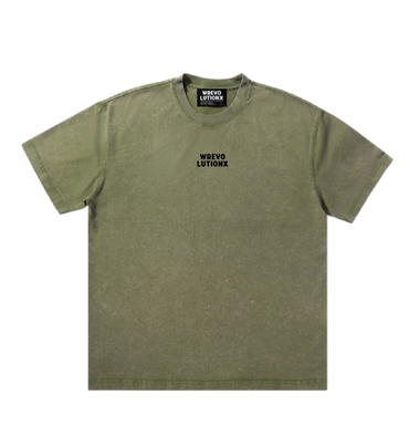 WREVOLUTIONX Matcha Green Textured Denim-Washed T-Shirt (Prosperity Koi)