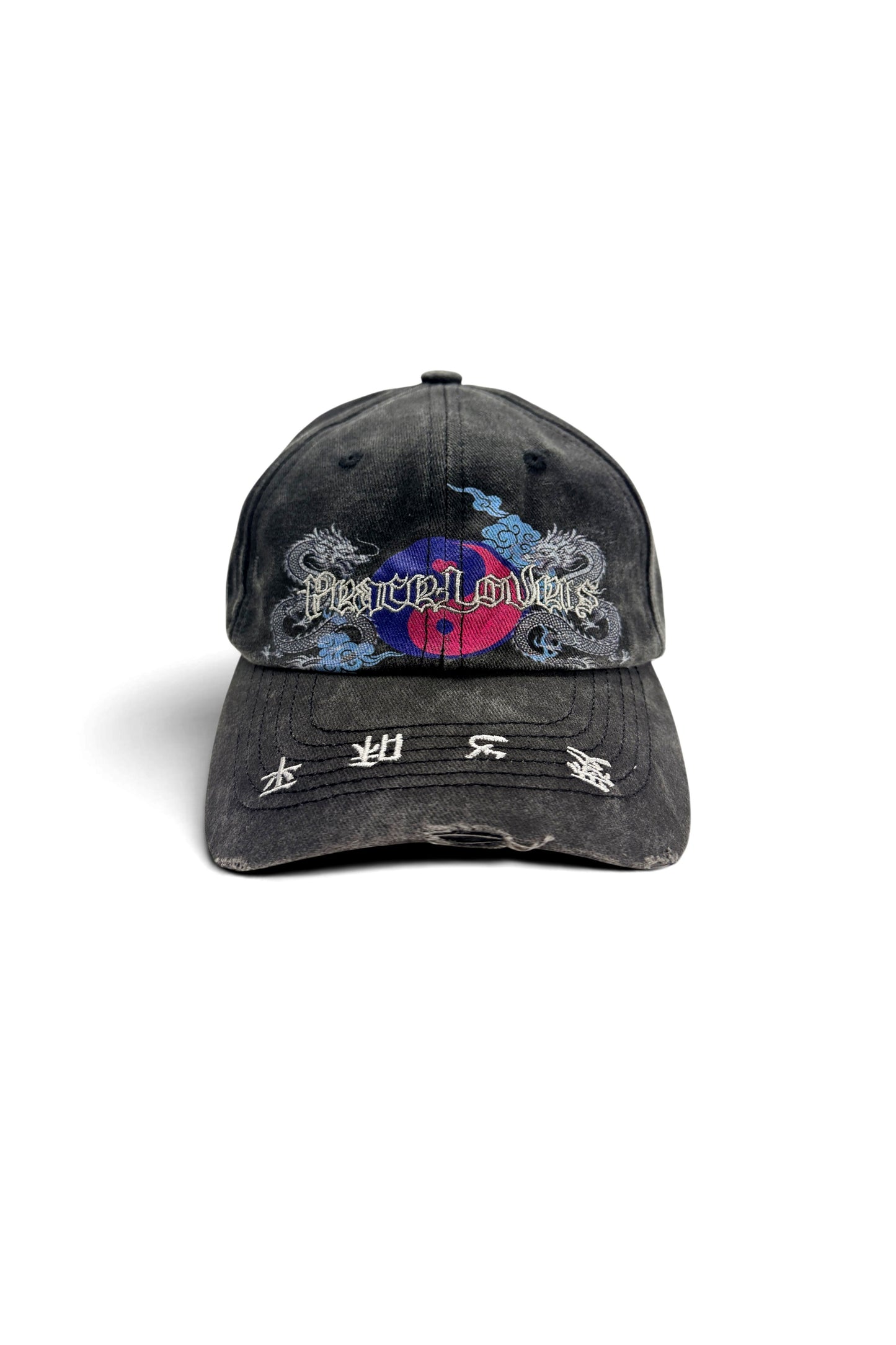 "PEACE LOVERS" EMB WASHED CAP