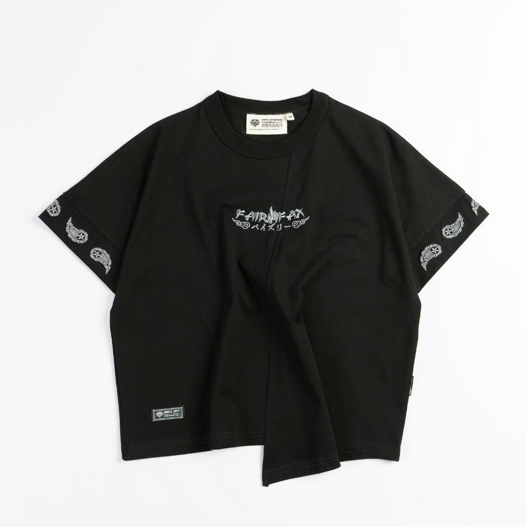 *PRE-ORDER FAIRFAX PAISLEY SLEEVE EMB CROP TEE