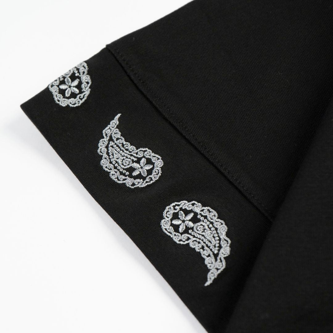 *PRE-ORDER FAIRFAX PAISLEY SLEEVE EMB CROP TEE