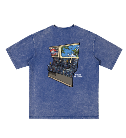 WREVOLUTIONX London Series - Navy Blue Denim Washed  T-Shirt (Last Tube)