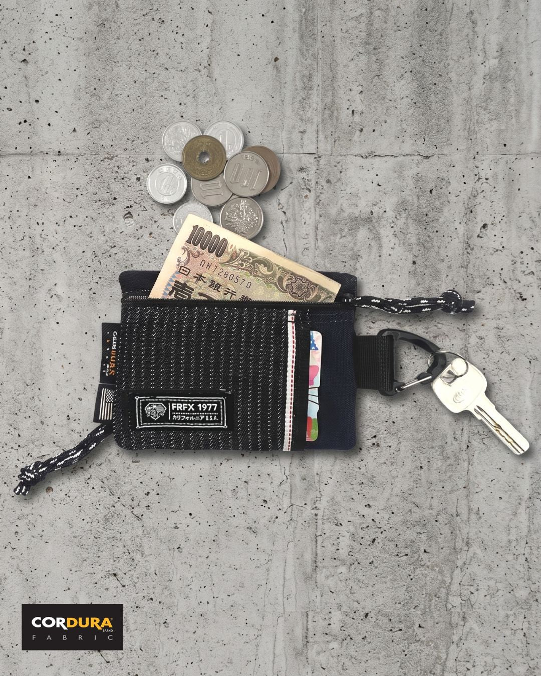 FAIRFAX DENIM STRIPE KEY COIN POUCH