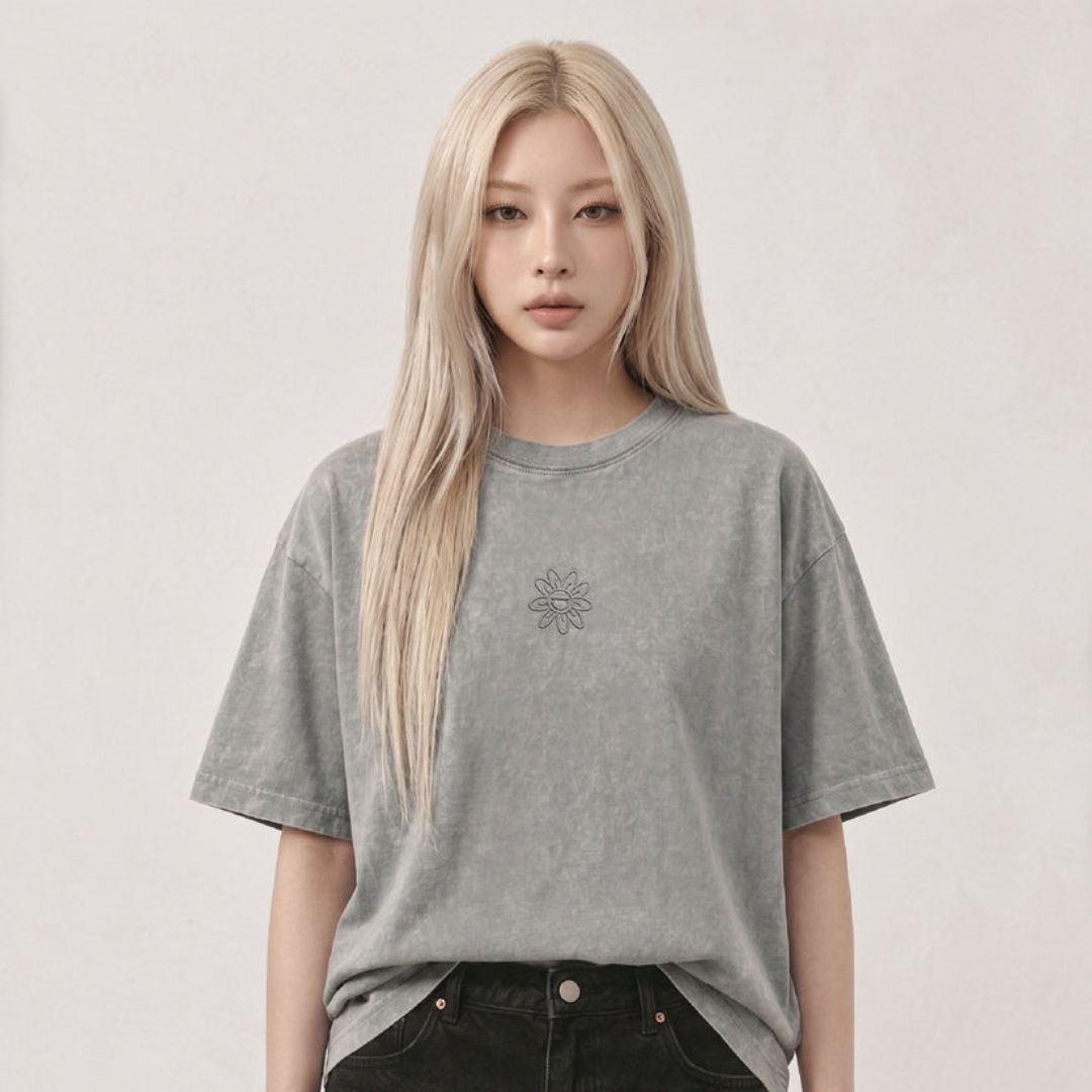 369 LAB TONAL BABY FLOWER EMBRO TEE
