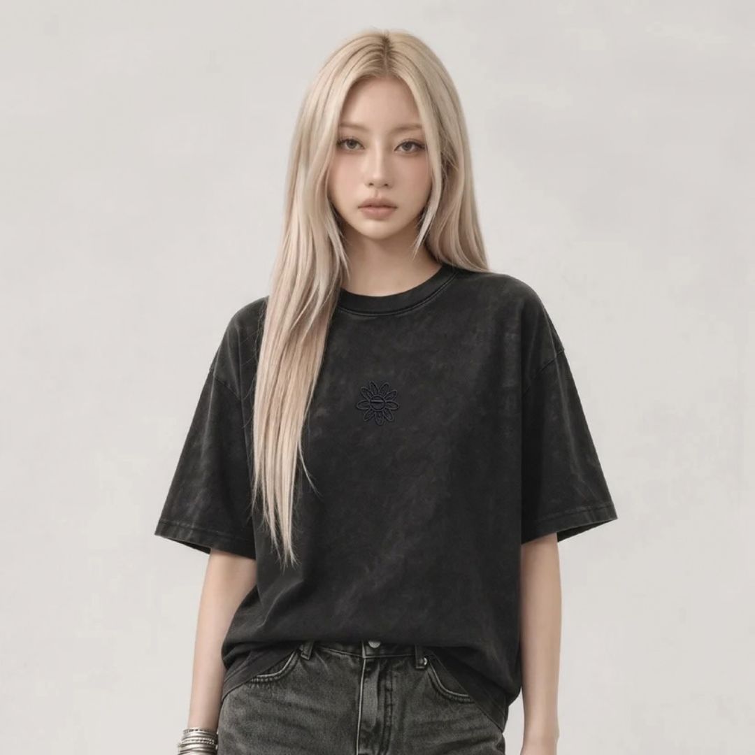 369 LAB TONAL BABY FLOWER EMBRO TEE
