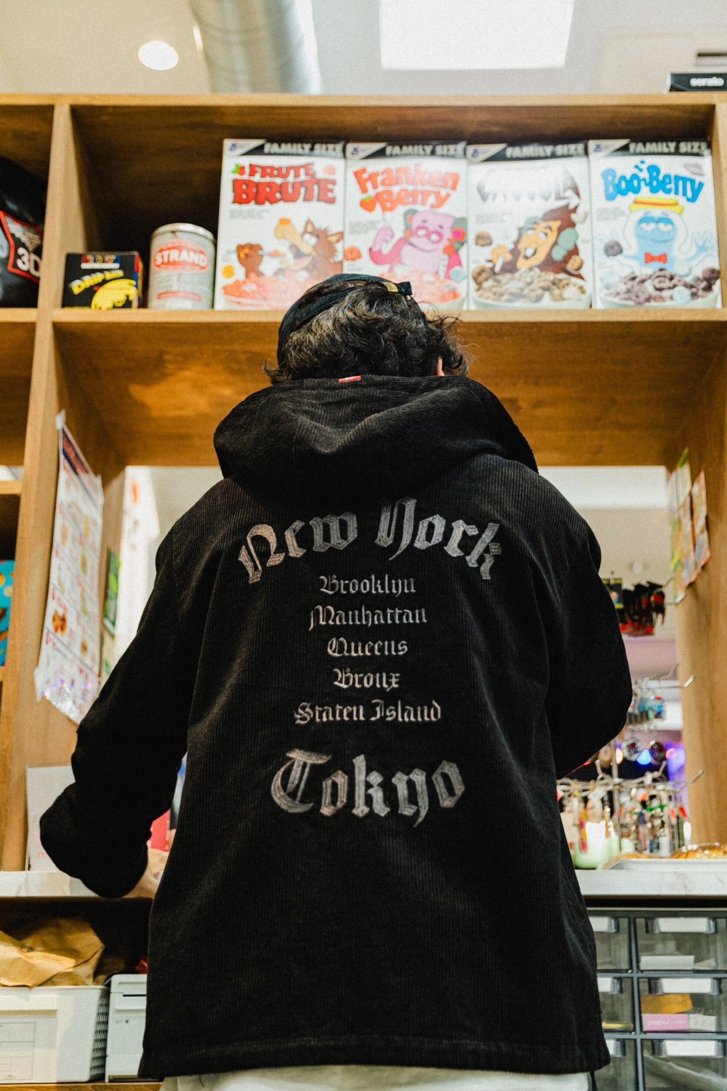 K’rooklyn CORDUROY TEXTILE ZIP HOODIE - BLACK