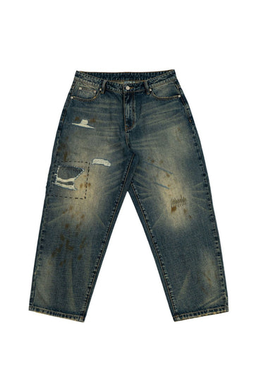 TRASHED DENIM PANTS