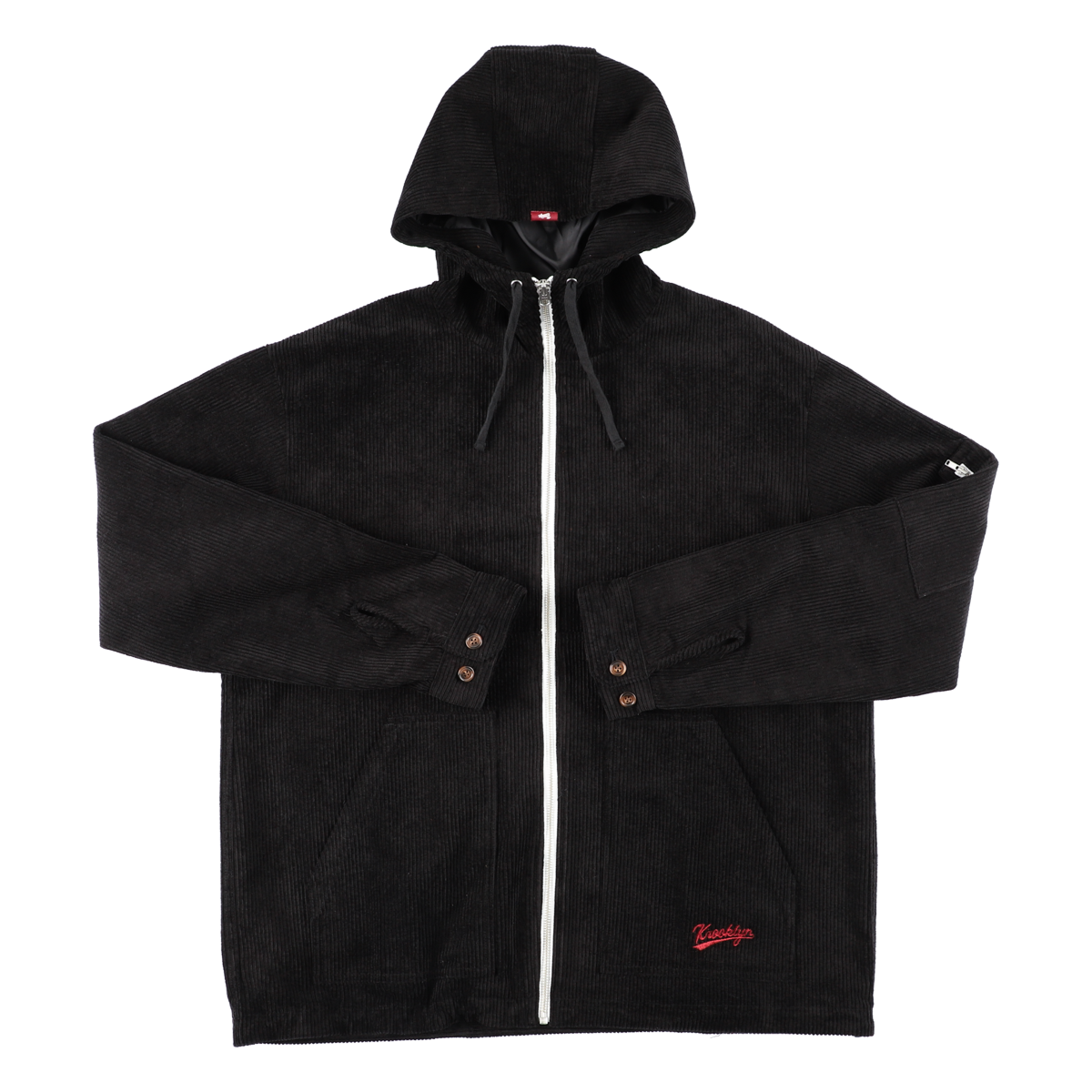 K’rooklyn CORDUROY TEXTILE ZIP HOODIE - BLACK