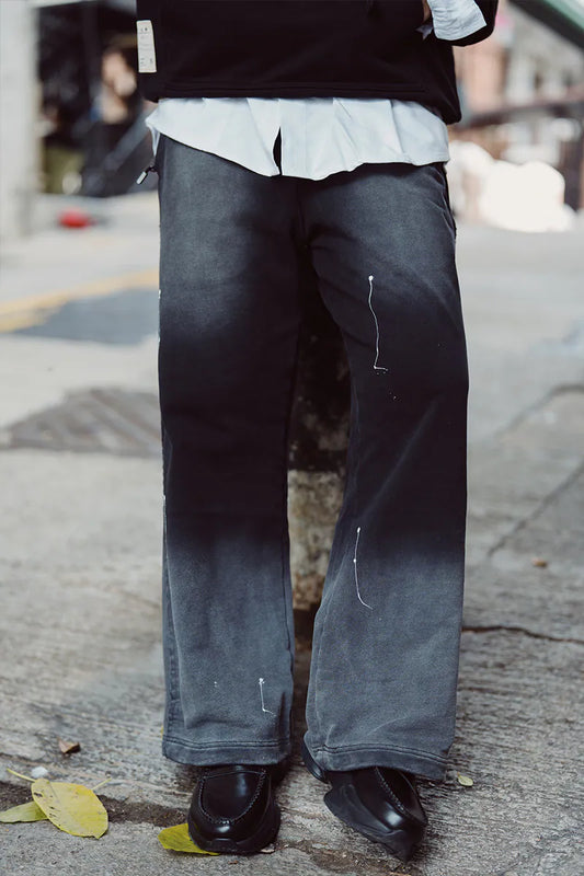 FUMBLE WASHED SWEAT PANTS - BLACK