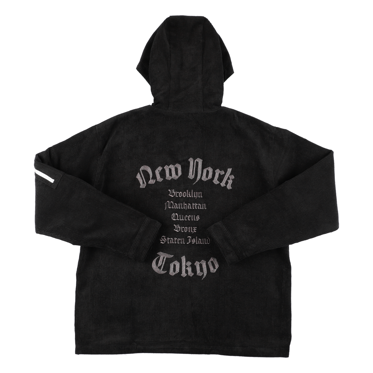 K’rooklyn CORDUROY TEXTILE ZIP HOODIE - BLACK