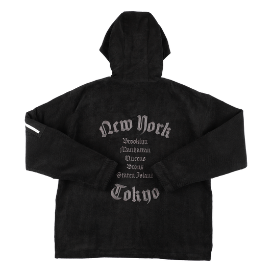 K’rooklyn CORDUROY TEXTILE ZIP HOODIE - BLACK