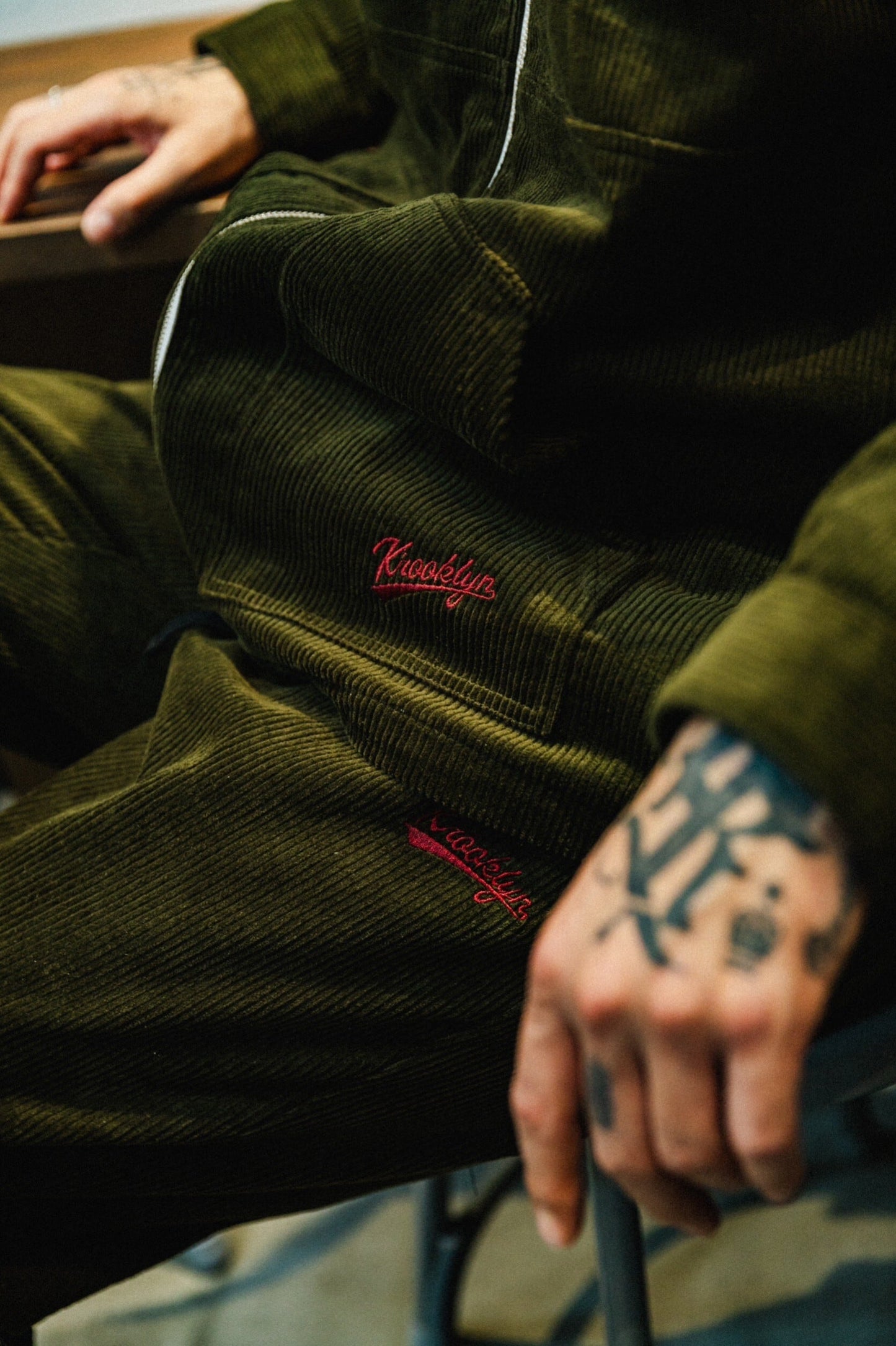 K’rooklyn CORDUROY TEXTILE ZIP HOODIE - KHAKI