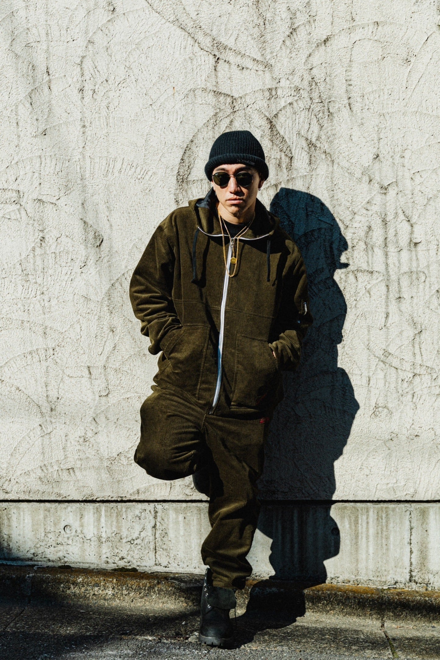 K’rooklyn CORDUROY TEXTILE ZIP HOODIE - KHAKI