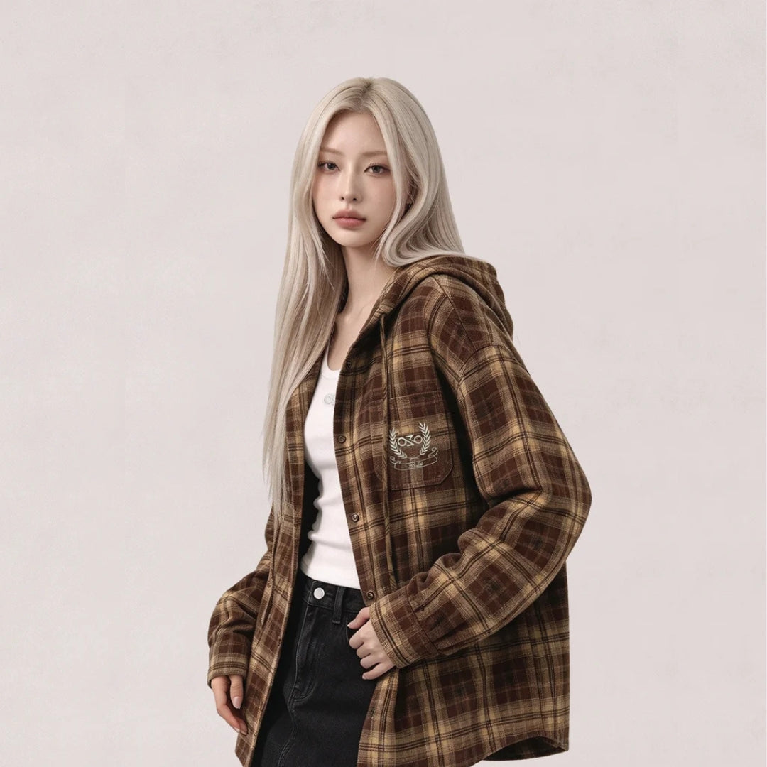 369LAB HOODED CHECK SHIRT (WOVEN)