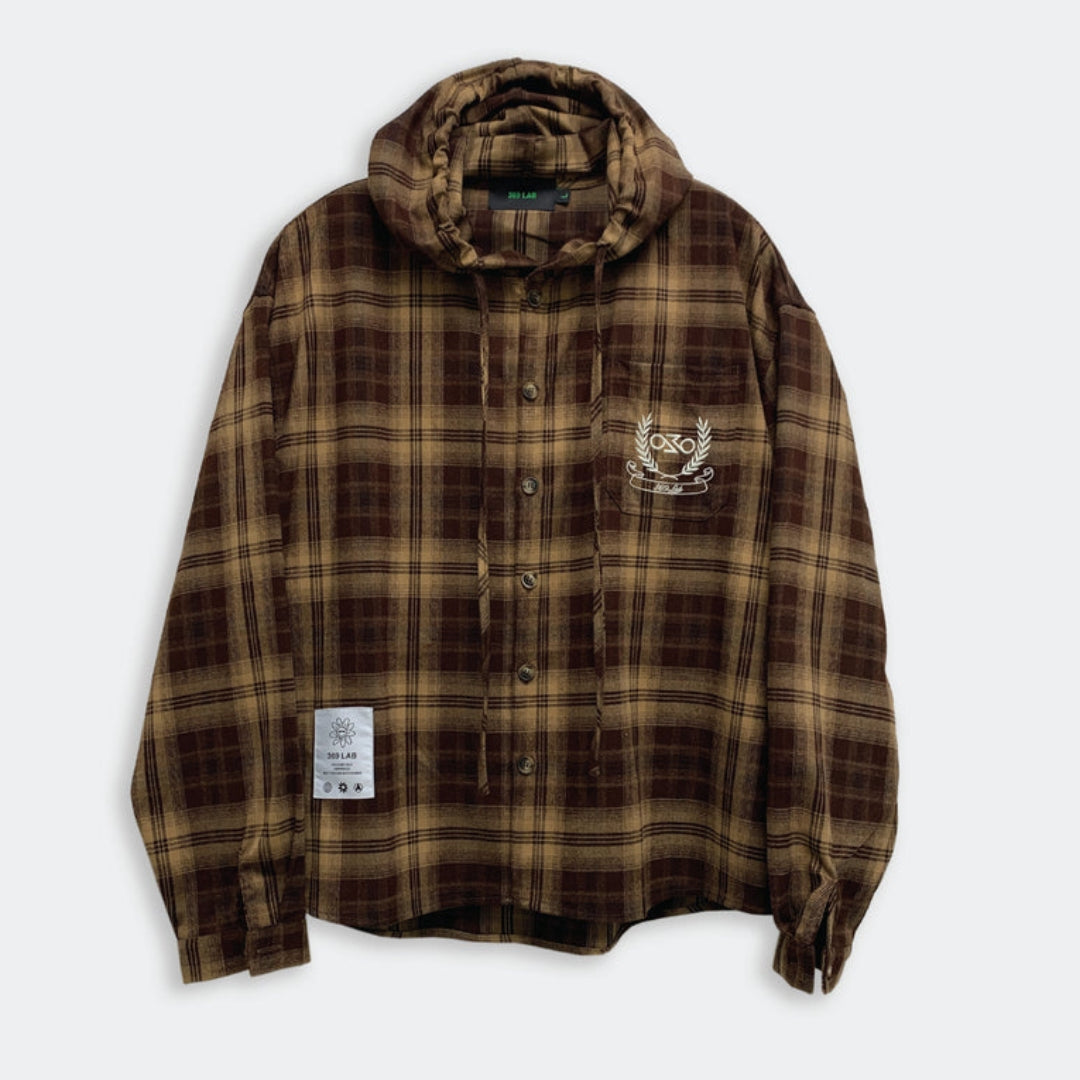 369LAB HOODED CHECK SHIRT (WOVEN)