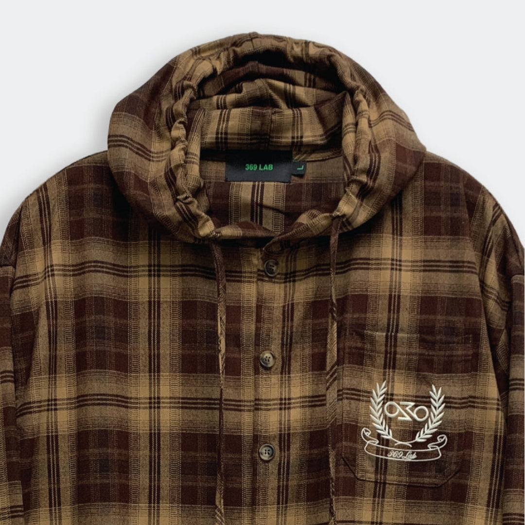 369LAB HOODED CHECK SHIRT (WOVEN)