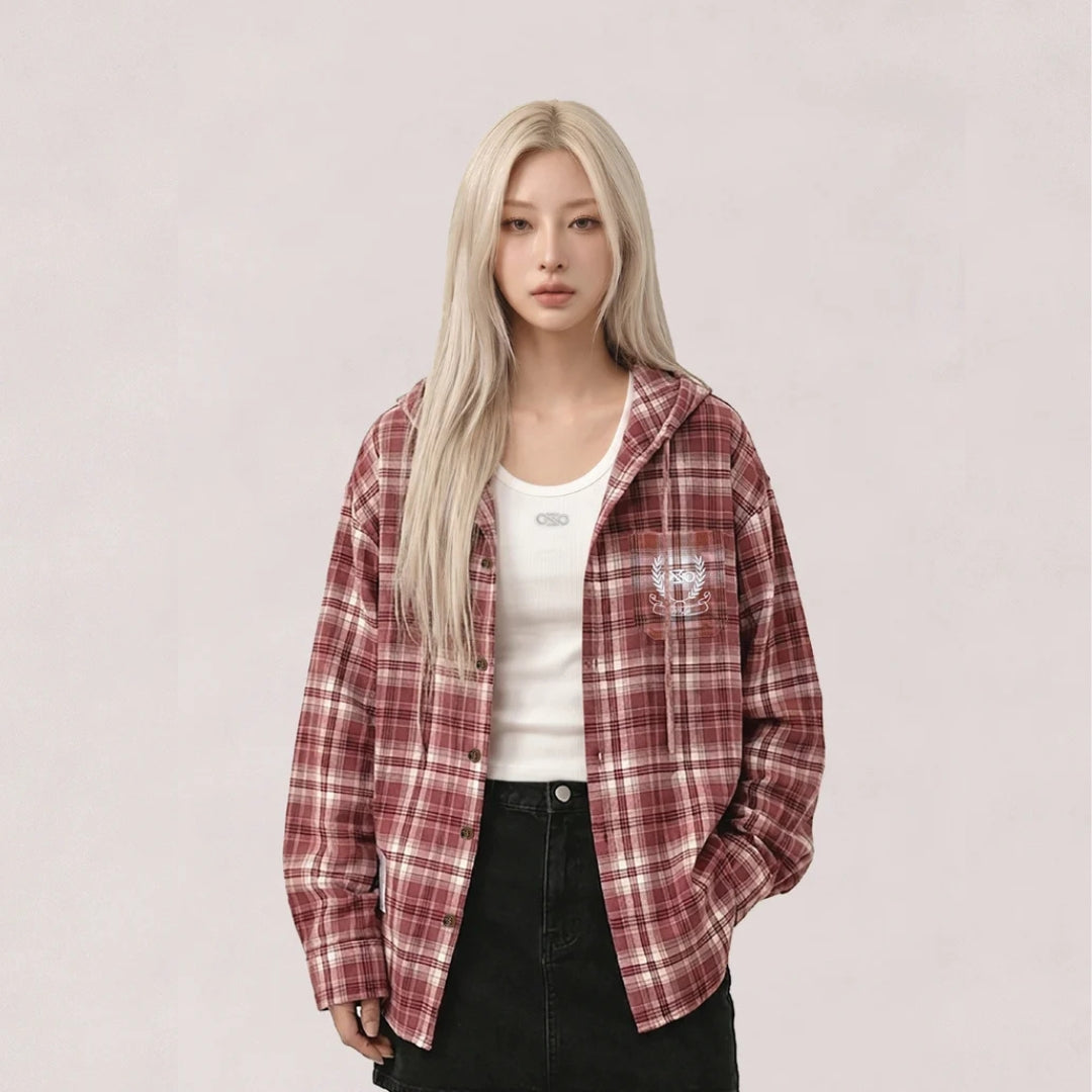 369LAB HOODED CHECK SHIRT (WOVEN)