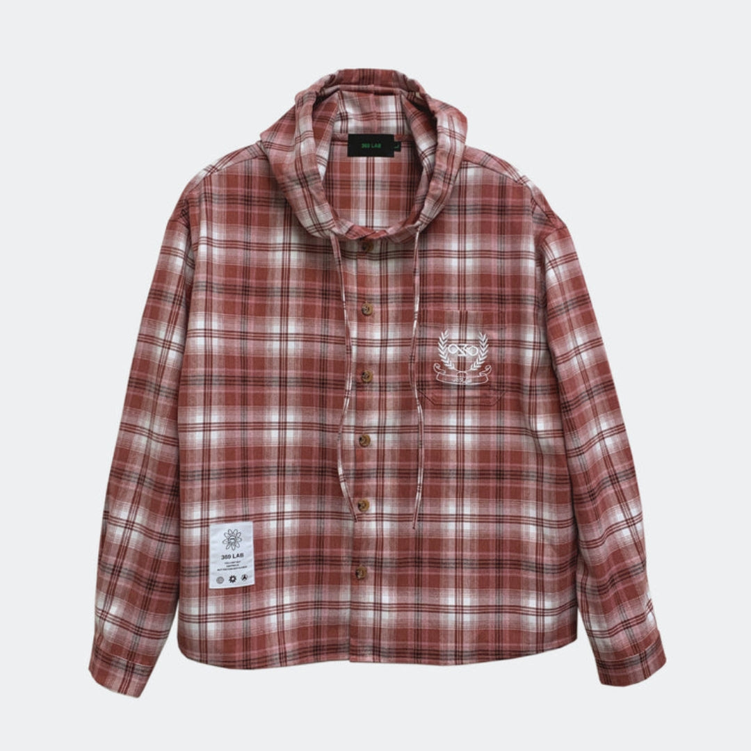 369LAB HOODED CHECK SHIRT (WOVEN)