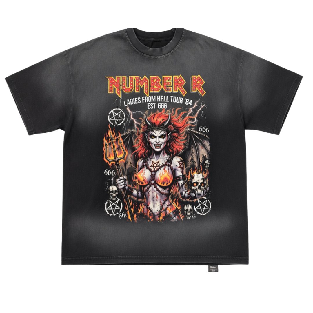 NR BLACK STUDS HELL BAND TEE
