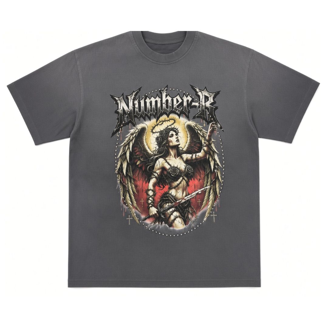 NR GREY STUDS ANGEL BAND TEE