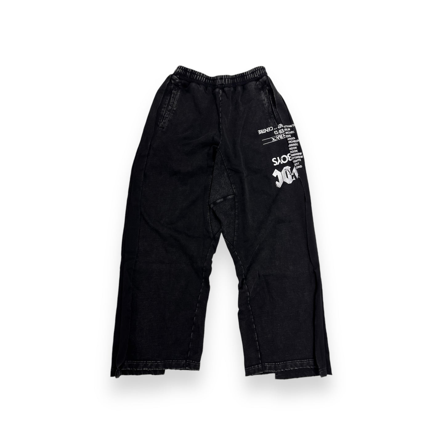 2ND CLOSET "BANDS" RECCONTRUCTED WIDE-LEG WASHED SWEATPANTS