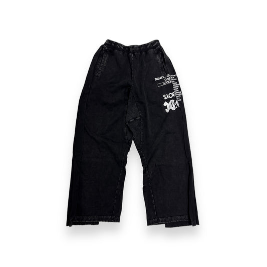 2ND CLOSET "BANDS" RECCONTRUCTED WIDE-LEG WASHED SWEATPANTS