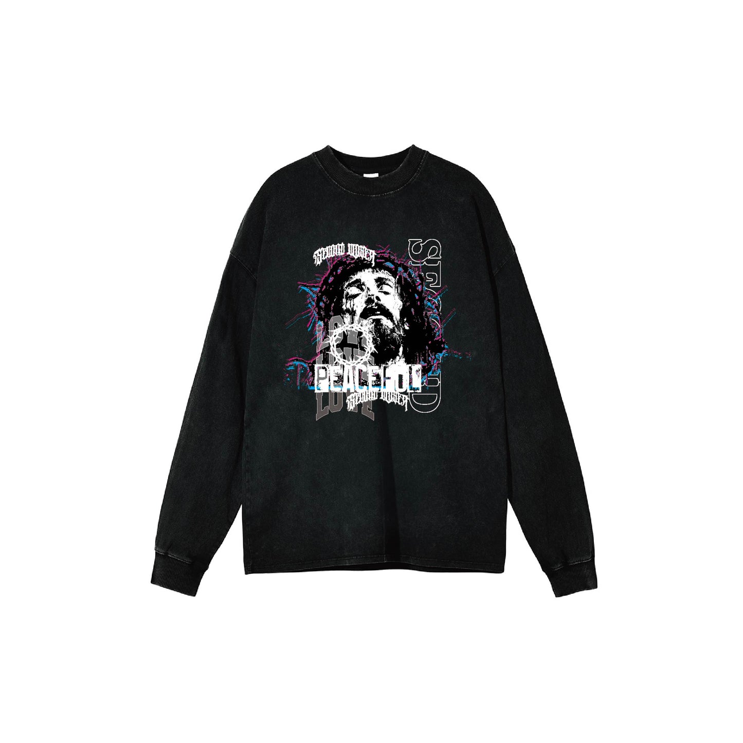 2ND CLOSET "LOVE JESUS" PRINTED WASHED L/S T-SHIRT