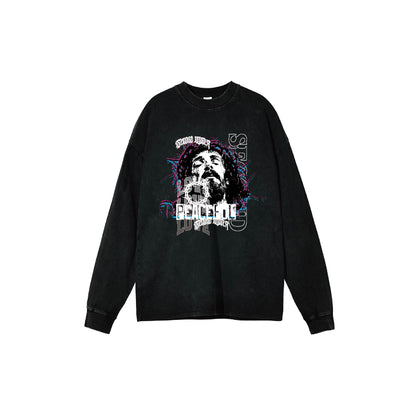 2ND CLOSET "LOVE JESUS" PRINTED WASHED L/S T-SHIRT