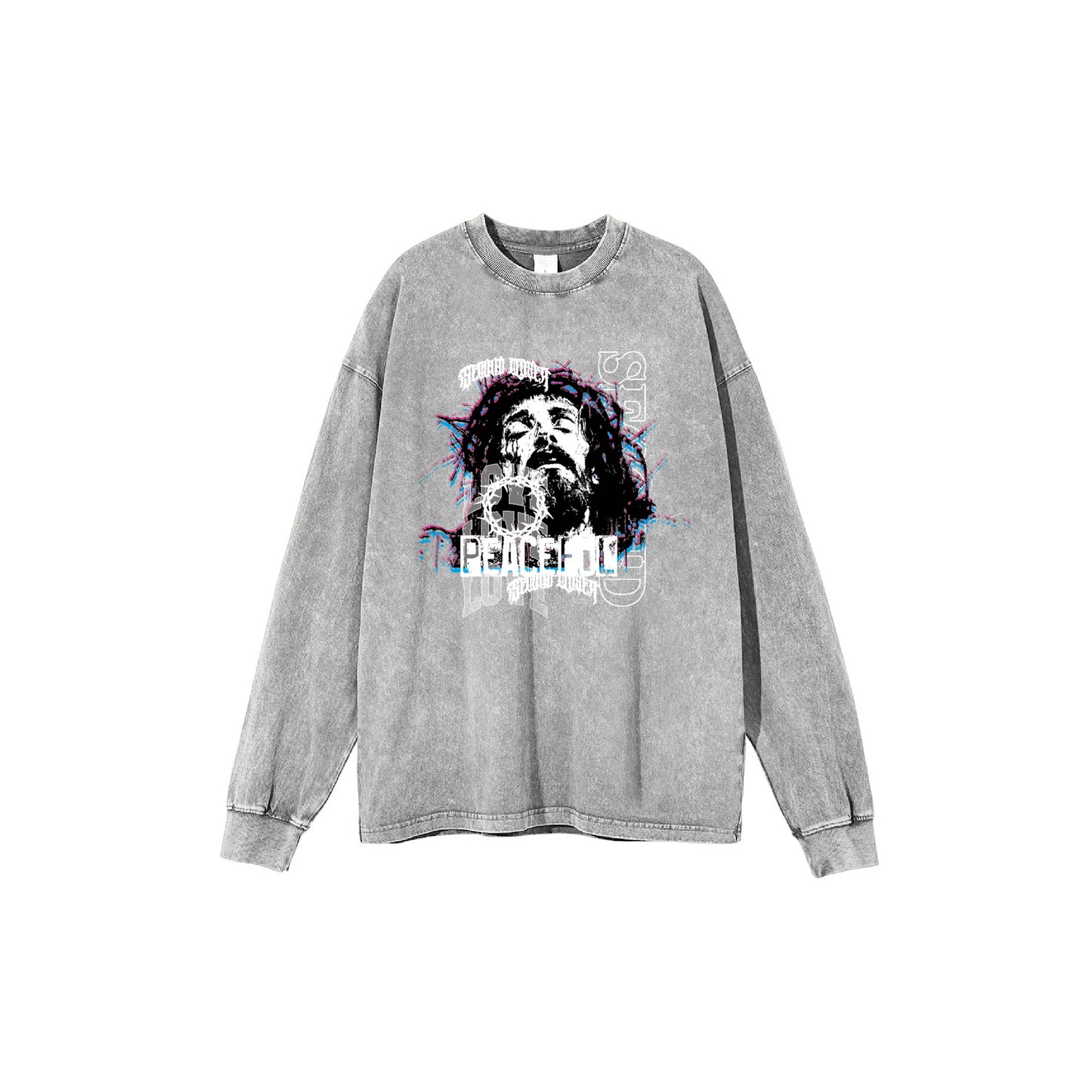 2ND CLOSET "LOVE JESUS" PRINTED WASHED L/S T-SHIRT