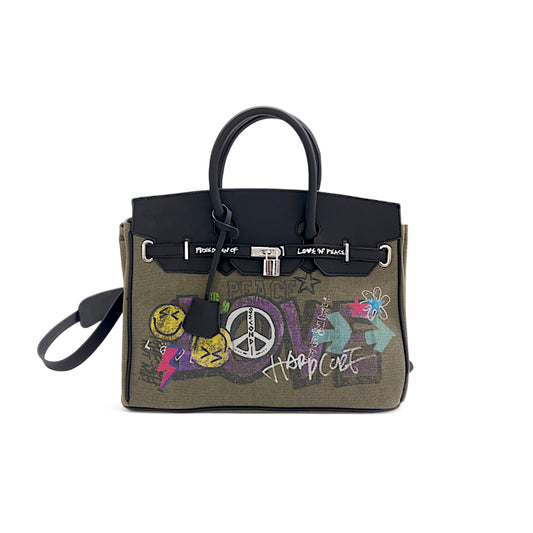 "LOVE"GRAFFITI BIRKIN CANVAS BAG