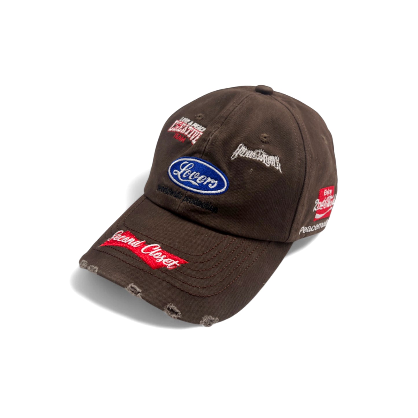 "LOVERS"LOGOS DAMAGED CAP