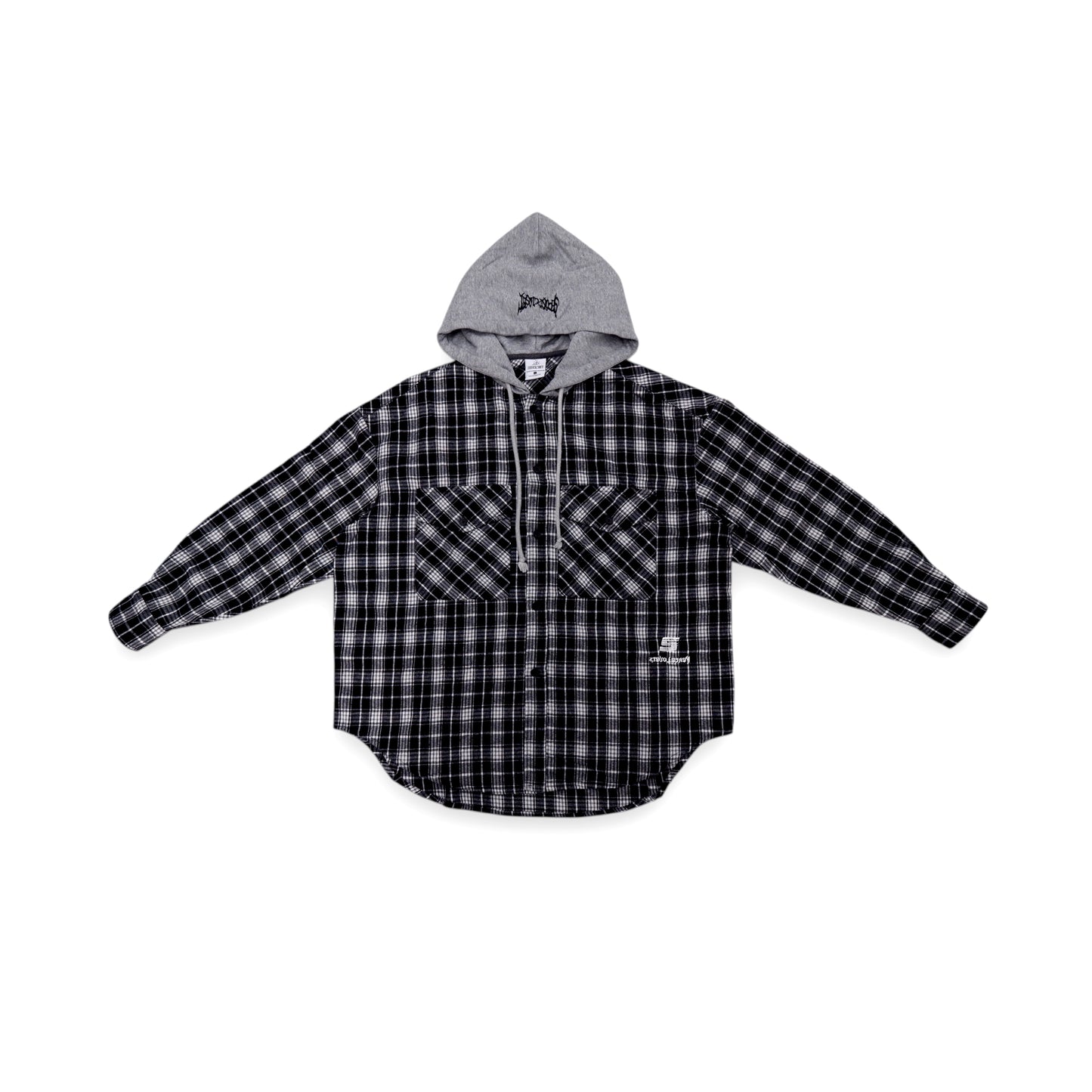 "ROCKS PEACE" CHECK SHIRT WITH SWEAT HOOD