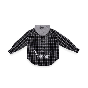 "ROCKS PEACE" CHECK SHIRT WITH SWEAT HOOD