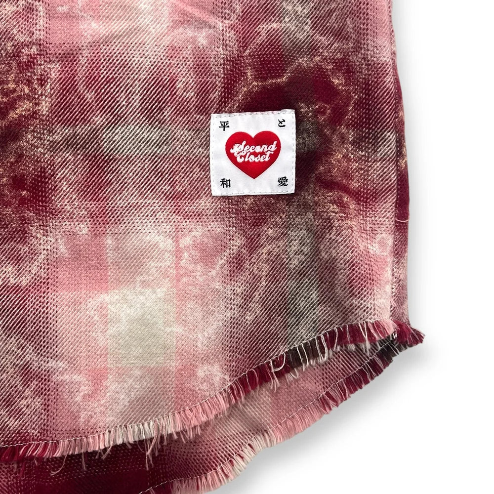 "LOVE PEACE SMILEY" PRINTED FLANNEL SHIRT