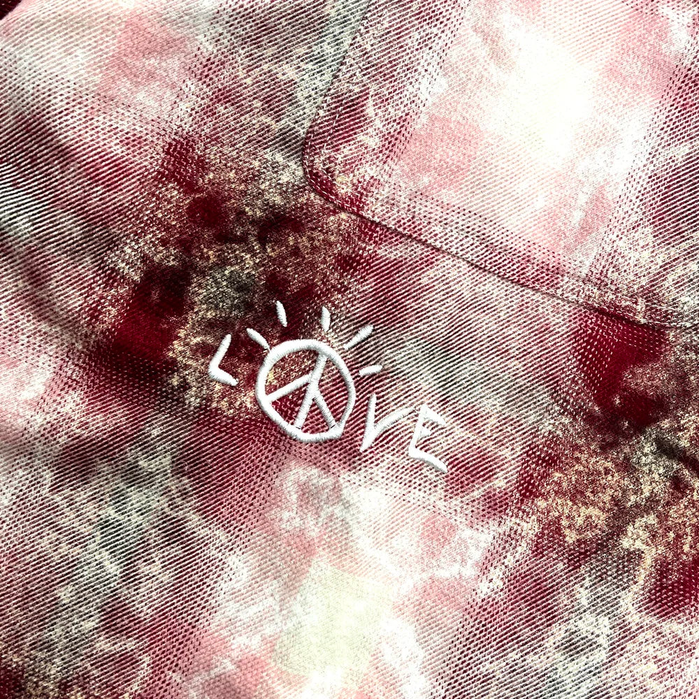 "LOVE PEACE SMILEY" PRINTED FLANNEL SHIRT