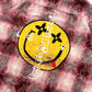 "LOVE PEACE SMILEY" PRINTED FLANNEL SHIRT