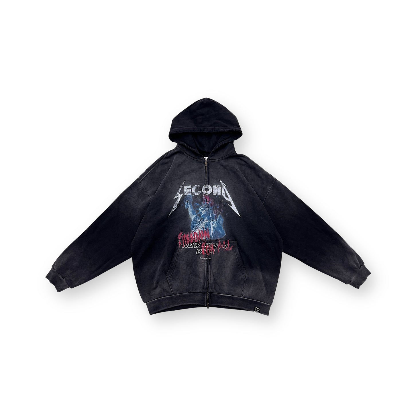 "FREEDAMN ME" WASHED ZIP UP JACKET
