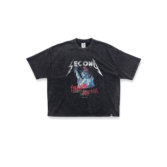 "FREEDANMN FOR ALL" WASHED CROPPED T-SHIRT