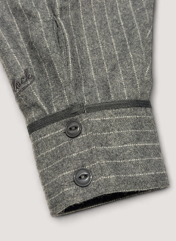 WOODBLOCK WOOL STRIPE BASEBALL SHIRT - GREY