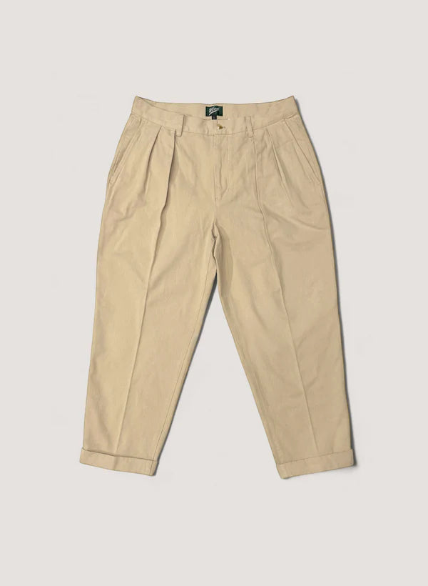 WOODBLOCK 2TUCK CHINO TROUSERS - KHAKI