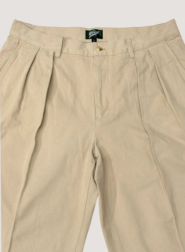 WOODBLOCK 2TUCK CHINO TROUSERS - KHAKI