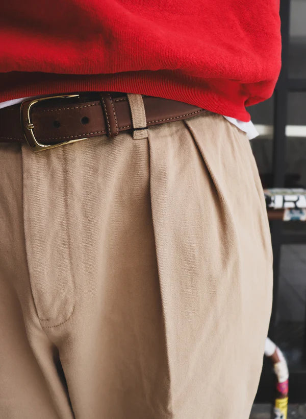 WOODBLOCK 2TUCK CHINO TROUSERS - KHAKI