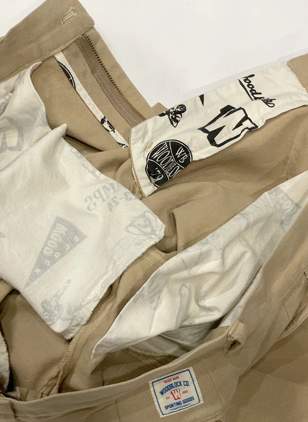 WOODBLOCK 2TUCK CHINO TROUSERS - KHAKI